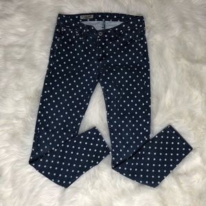 AG Polka Dot The Stevie Ankle Skinny Jeans
